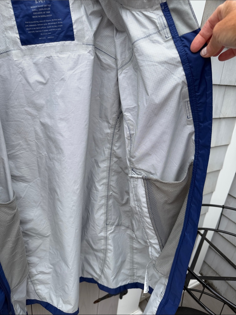 L.L. Bean Royal Blue Hooded Trench Coat - Picture 8 of 10